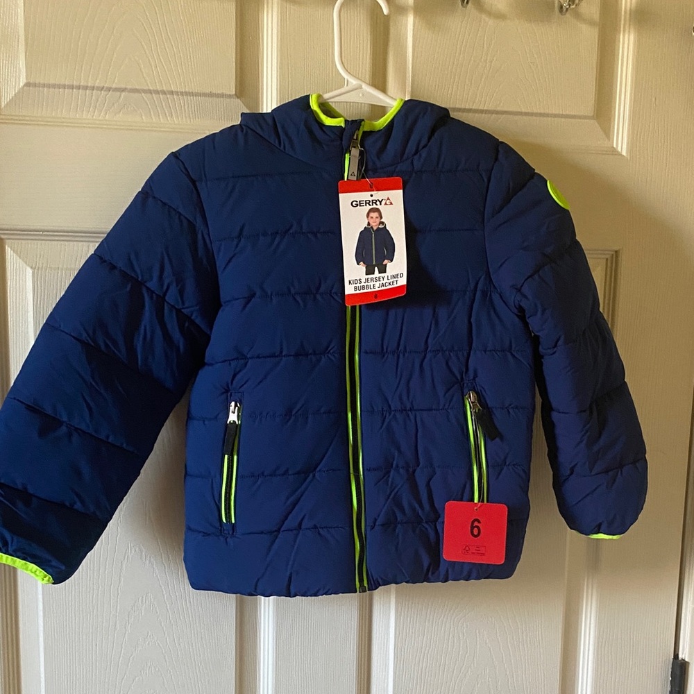 Gerry Weber Kids Puffer Jacket - Navy with Lime Highlights